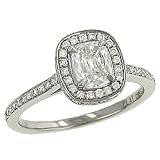 Cushion Cut (.60ct) and Pave Diamond (.40ct) Eng. Ring