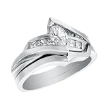 Diamond Engagement Ring & Wedding Band Set 3/4 Carat (ctw) in 14K White Gold