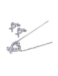 Nickel Free Sterling Silver Pendant & Earring Sets Open CZ Heart Matching Set