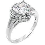 Sterling Silver Cubic Zirconia CZ Heart Ring - size 5
