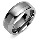 RoundedEdgeBrushFinish8mmComfortFitMensTungstenCarbideWeddingBandRingSize9.5