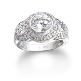 Sterling Silver Cubic Zirconia Three Stone Ring by Cheline