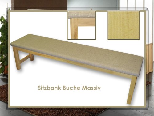Sitzbank Riverside 180cm sand Buche Massiv!! Echtholz Bank mit Polster Küchenbank