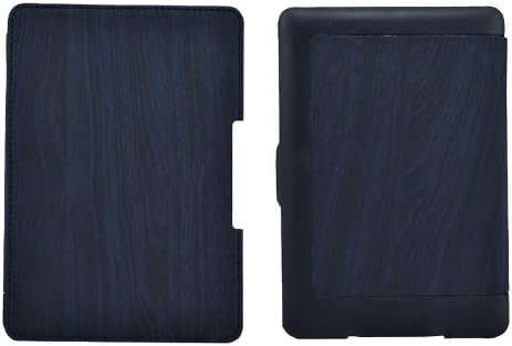 Premium Woodgrain Design Folio Magnetic Leather Cover with Auto Wakeup Sleep Mode for Amazon Kindle Paperwhite Wifi and Paperwhite 3G Wifi (Blue)