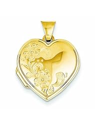 Genuine 14K Yellow Gold 18mm Heart Two Flower Locket 1 Grams Of Gold 100% Satisfaction Guaranteed.