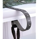 Set of 4 Jeweled Pewter Mantle Clip Stocking Holders