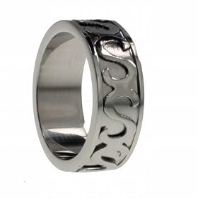 316L Stainless Steel Ring - Width: 8mm (Size 9)stone - Width: 7mm (Sizes 8-12)