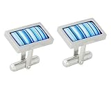 Blue Rectangular Barcode Cufflinks