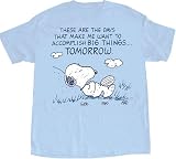 Peanuts Snoopy Accomplish Tomorrow Light Blue T-Shirt Tee