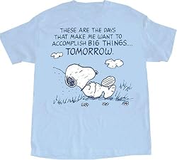 Peanuts Snoopy Accomplish Tomorrow Light Blue T-Shirt Tee