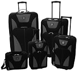 Totes 5 Piece Expandable Set,Black/Grey,One Size
