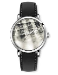 SPRAWL Aanalog Fashion Series Silver Ladies Watches of Genuine Black Leather Strap,Unique Wrist Watch for Women Girls Designed with Outside the window