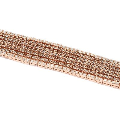 14K Rose Gold 7 8.01ct Cognac & White Diamond Bracelet