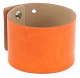 Streets Ahead 1 1/2 Luxurious Orange Italian Leather Solid Cuff Bracelet