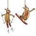 Hot Dog Skier and Snowboarder Christmas Ornaments Set of 2