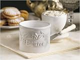 L Tremain Raised White Floral Butter Bell Crock