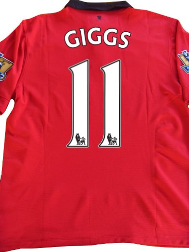 NEW 2013-14 Manchester United Home Red GIGGS #11 Soccer Jersey EPL GOLD Ryan Giggs football shirt (M medium)