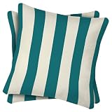 Outdoor Patio Decorative Pillow Set - Turquoiseuoise Canopy Stripe Set of 2