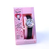 Urban Boundaries - Betty Boop Heart Hand Collectible Quartz Watch: Silver Face / Black Leather Like Band
