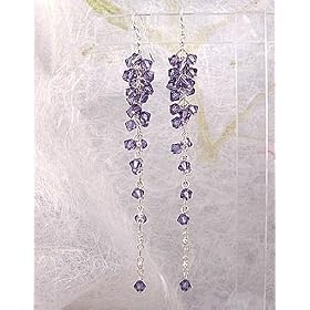 Sterling Silver Tanzanite Martini Swarovski Crystal Cluster Earrings
