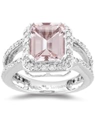1.00 Ct Diamond & 2.65 Cts Morganite Ring in 14K White Gold