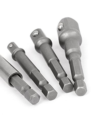 1/4 3/8 1/2-inch Square Driver Hex Power Drill Bit Socket Adapter 4pcs