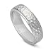 Jewelry : 18k White Gold Hammered Men's Wedding Band, 5mm