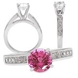 *18k cultured 6.5mm round pink sapphire color #150 cathedral style engagement ring *18k cultured 6.5mm round pink sapphire color #150 cathedral style engagement ring