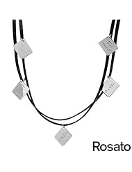 ROSATO Made in Italy Wonderful Necklace Black Leather and 925 Sterling silver. Total item weight 5.8g