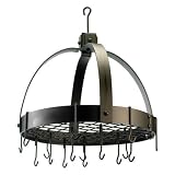 18.5 x 21 Dome Oiled Bronze Pot Rack w/Grid 16 Hooks