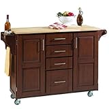 Wood Top On Medium Cherry Cabinet Kitchen Cart