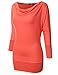 NINEXIS Women's Draped Cowl Neck 3/4 Sleeve Top (S-3XL / 12 Colors)