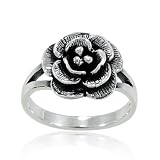Chuvora 925 Sterling Silver Vintage Classic Rose Flower Ring for Women - Nickel Free