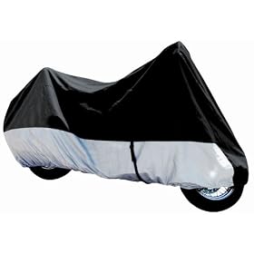 GSI Super Quality Deluxe Cover for Motorcycles/Bikes with Open Vents - Medium Size, Fits Sports Motorcycles 500-1400 cc - Black/Silver