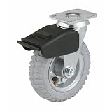 Buy E.R. Wagner Pneumatic Plate Caster, Swivel with Total-Lock Brake, Soft Rubber on...