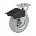 E.R. Wagner Pneumatic Plate Caster, Swivel with Total-Lock Brake, Soft Rubber on Steel Wheel