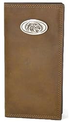 Tan Leather Secretary Wallet with Silver Emblem - Collegiate Series