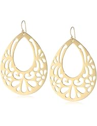 Gold Plated Open Floral Cutout Teardrop Earrings