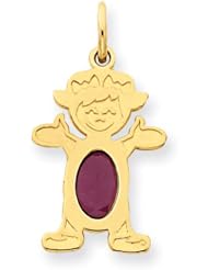 14k Yellow Gold Girl 7x5 Oval Genuine Ruby-Jul. Metal Wt- 0.87g