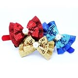 Sequins and Pearl Tuxedo Bow Tie Pet Collar for Dogs and Cats - Sangria Red, XS (8-11)