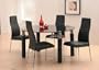 5pc Dining Table & Parson Chairs Black Vinyl & Silver Finish