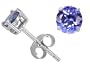 1.10 cttw 14k White Gold Natural Genuine 5mm AAA Round Tanzanite Stud Earrings in 14k White Gold