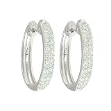 14k White or Yellow Gold Oval Pave Diamond Hoop Earrings (3/4 cttw, I-J Color, I1-I2 Clarity)
