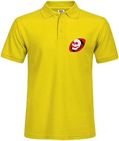 Size Large Casual Collar Polo Shirt For Men With Skull Football Adult Breathable Spring Shirt Yellow