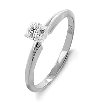 10k White or Yellow Gold Round 4-Prong Solitaire Diamond Ring (.05 ct, J-K Color, I2-I3 Clarity)