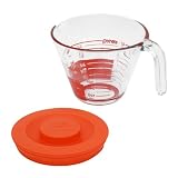 Pyrex GripRite 2-Cup Measuring Cup with Plastic Cover and SiliconeBottom, Read from Above Graphics