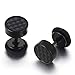 Mens Stud Earrings Stainless Steel Illusion Tunnel Plug Screw Back with Carbon Fiber, 2pcs