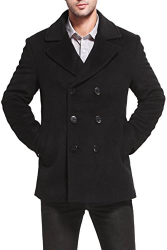 MODERM Men's 'Bradley' Cashmere Blend Pea Coat - Black M