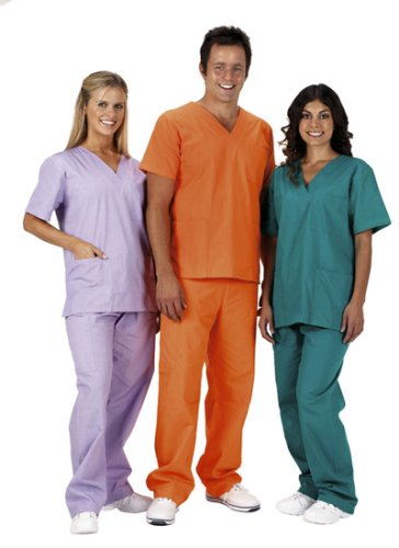 HealthPersonalCare: Premium 5 Pocket Scrub Sets   Large   Ciel   Set