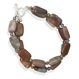 Two-strand Fall Jasper Bracelet with Crystal Sterling Silver Toggle Clasp